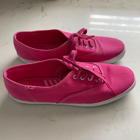 Keds Casual Canvas Dream Foam Lace Up Lo Cut Sneakers Bold Pink + White Sz 9 - Picture 10 of 11